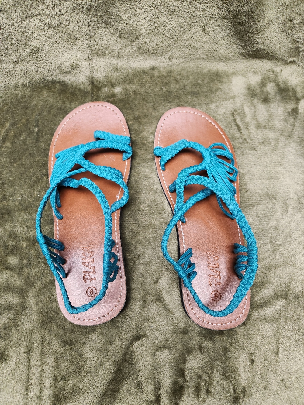 Braided Teal Strappy Sandals for Women